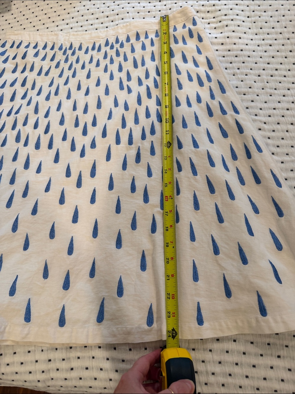 A-Line White Skirt with Blue Teardrop Print - Picture 5 of 5